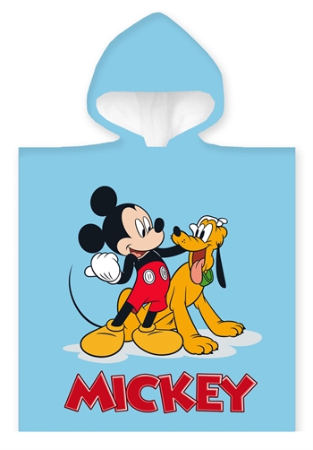 Billede af Badeponcho - Børnehåndklæde - 50x100 cm - Mickey Mouse og Pluto - 100% Bomuld hos Shopdyner.dk
